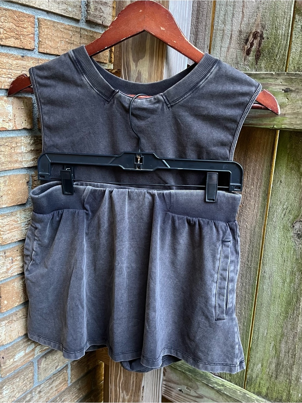 FP Movement by Free People Washed Charcoal Skort & Tank Set